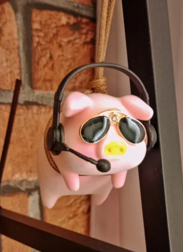 Cool Pig With Glasses Rearview Mirror Pendant photo review