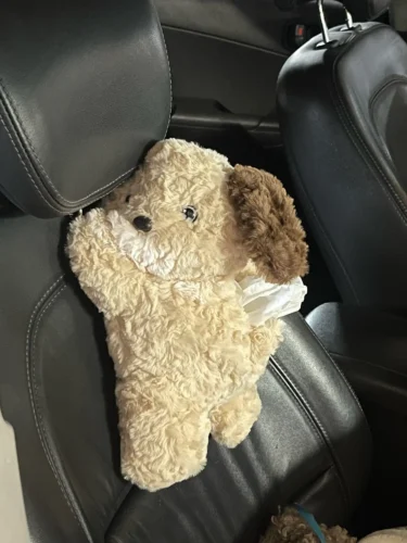 Hanging Tissue Holder Dog Plush - White & Brown photo review