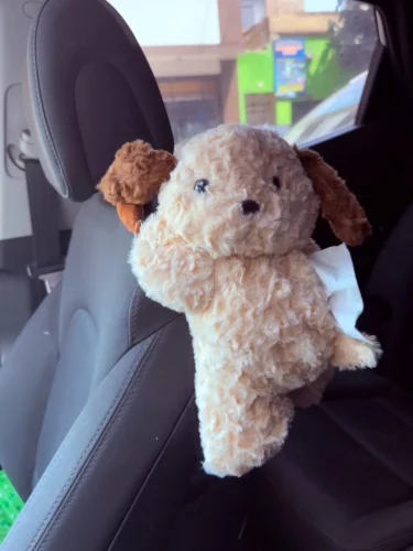 Hanging Tissue Holder Dog Plush - White & Brown photo review