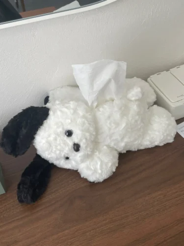 Hanging Tissue Holder Dog Plush - White & Brown photo review