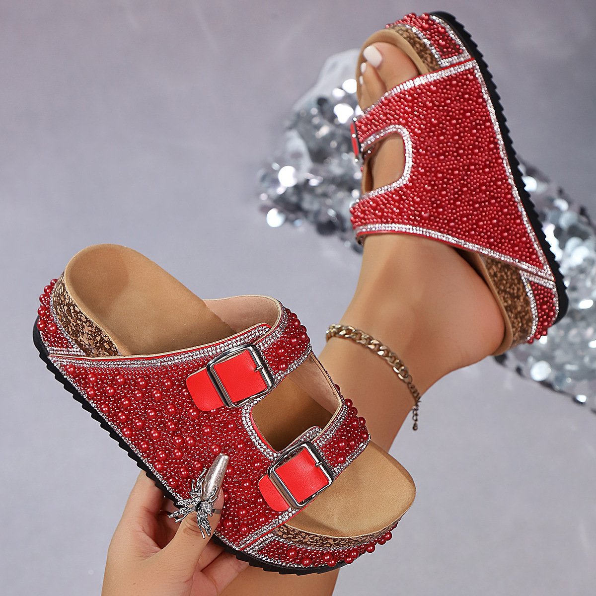 Bohemian Perlé Platform Sandals - Image 4